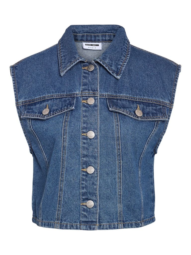 NMROBIE REGULAR CROP VEST BS007MB Medium Blue Denim