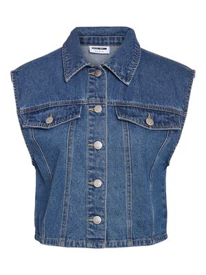 NMROBIE REGULAR CROP VEST BS007MB Medium Blue Denim