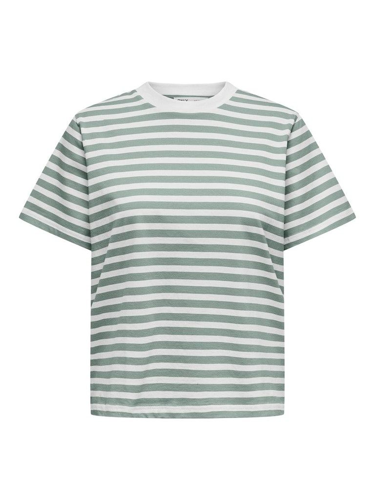 ONLLIVINA S/S STRIPE TEE JRS NOOS Jadeite/WHITE STRIPE