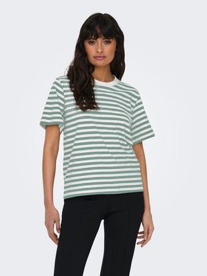 ONLLIVINA S/S STRIPE TEE JRS NOOS Jadeite/WHITE STRIPE