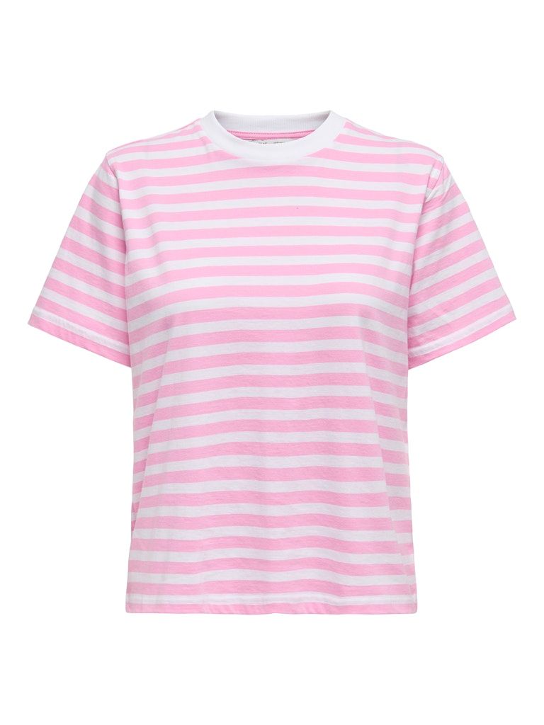 ONLLIVINA S/S STRIPE TEE JRS NOOS Bonbon/WHITE STRIPES