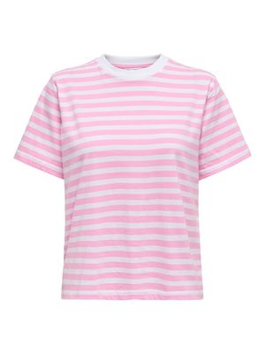 ONLLIVINA S/S STRIPE TEE JRS NOOS Bonbon/WHITE STRIPES
