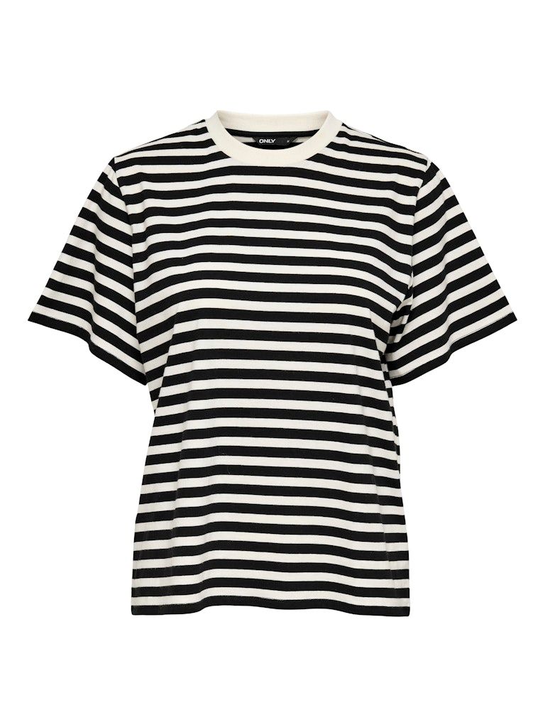 ONLLIVINA S/S STRIPE TEE JRS NOOS Cloud Dancer-BLACK STRIPES