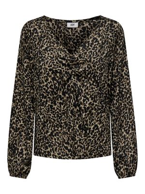 JDYJULIA L/S V-NECK TOP JRS Savannah Tan-LEO
