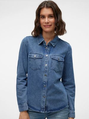 VMJENNIE LS DENIM SHIRT MIX GA NOOS Medium Blue Denim