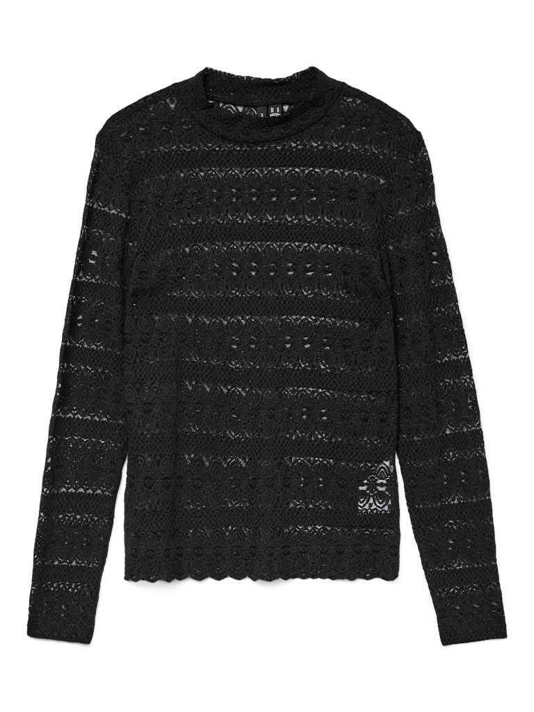 VMZOE LS LACE HIGH NECK TOP JRS NOOS Black