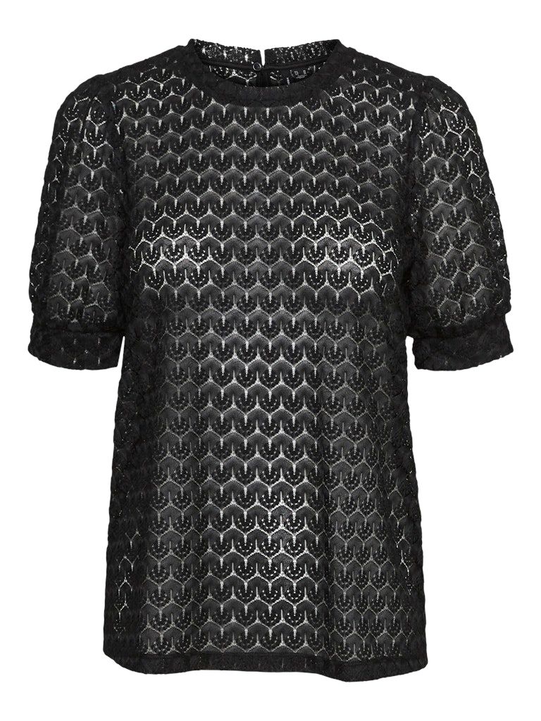 VMBECCA LACE SS O-NECK TOP JRS GA NOOS Black