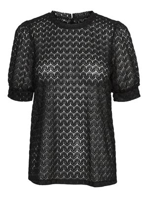 VMBECCA LACE SS O-NECK TOP JRS GA NOOS Black