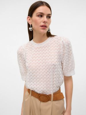 VMBECCA LACE SS O-NECK TOP JRS GA NOOS Snow White