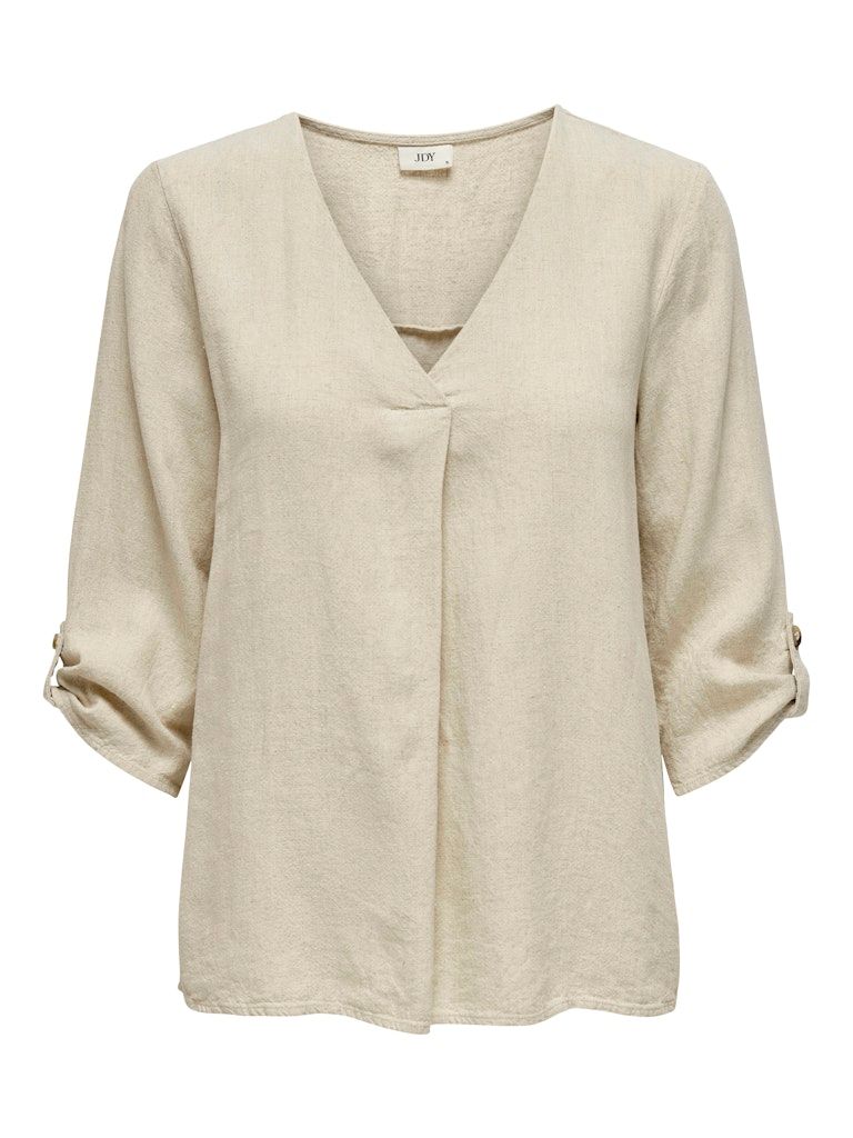 JDYSAY 3/4 LINEN V-NECK TOP WVN DIA Oatmeal/MELANGE