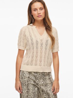 VITOTO NEW S/S CABLE KNIT TOP Birch