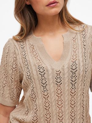 VITOTO NEW S/S CABLE KNIT TOP Natural Melange
