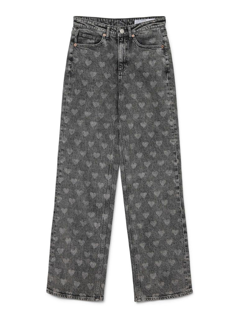 VMTESSA HR WIDE JEANS PRINT GA Medium Grey Denim/HEARTS