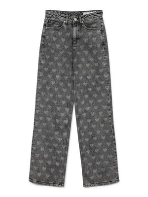 VMTESSA HR WIDE JEANS PRINT GA Medium Grey Denim/HEARTS