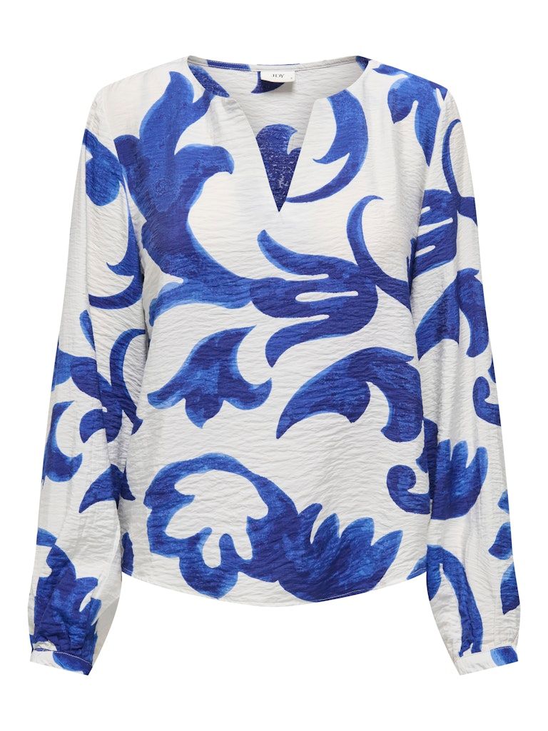 JDYTROYA MAY LIFE L/S TOP WVN DIA Birch-BLUE ART