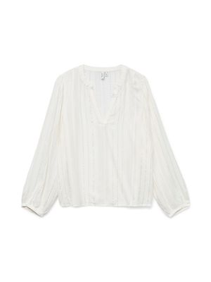 VMBIKA L/S V-NECK TOP WVN BTQ GA Cloud Dancer-GOLD LUREX