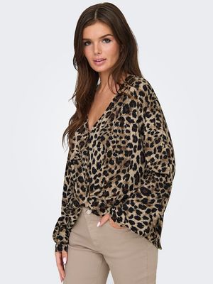 ONLMASC THALIA LIFE LS SHO KNOT TOP WVN Light Taupe/LEO ENERGY