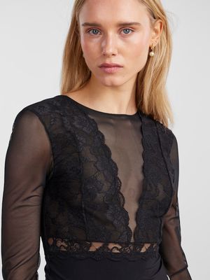 PCSICCA LS BODYSTOCKING NOOS Black