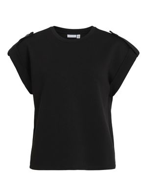 VISIFFI O-NECK CAP SLEEVE TOP/PB Black Beauty