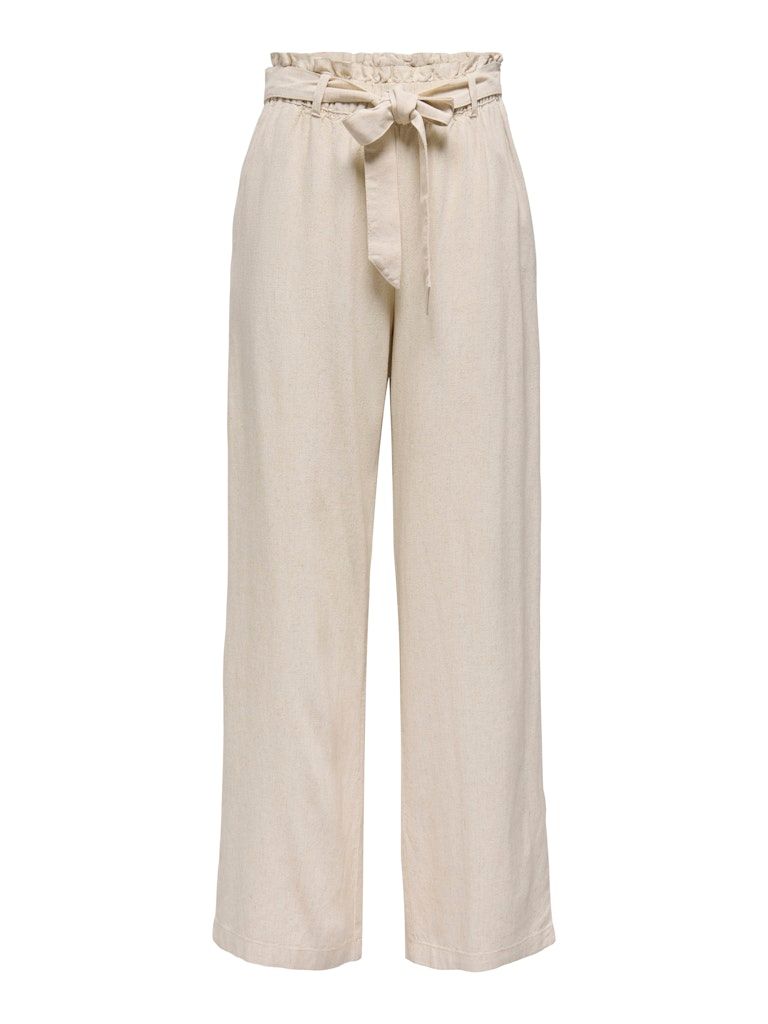 JDYSAY MW LINEN BELT PANT WVN NOOS Oatmeal/MELANGE 25