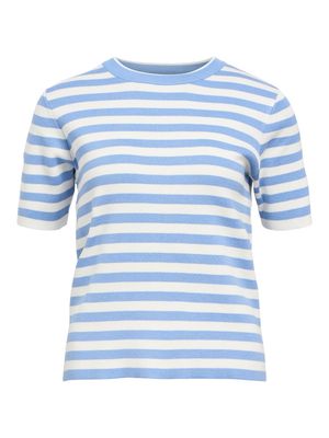 OBJESTER S/S NEW KNIT PULLOVER NOOS Cornflower Blue/Clou