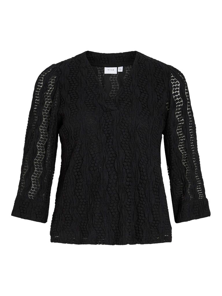 VILUMENA V-NECK 3/4 TOP Black Beauty