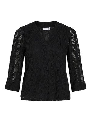 VILUMENA V-NECK 3/4 TOP Black Beauty