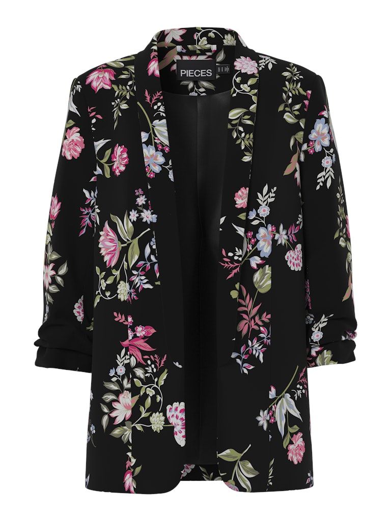 PCBOSELLA 3/4 PRINTED BLAZER NOOS BC Black/FLOWER