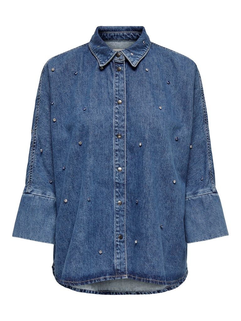 ONLGRACE 3/4 RHINESTONE MB DNM SHIRT NOOS Medium Blue Denim