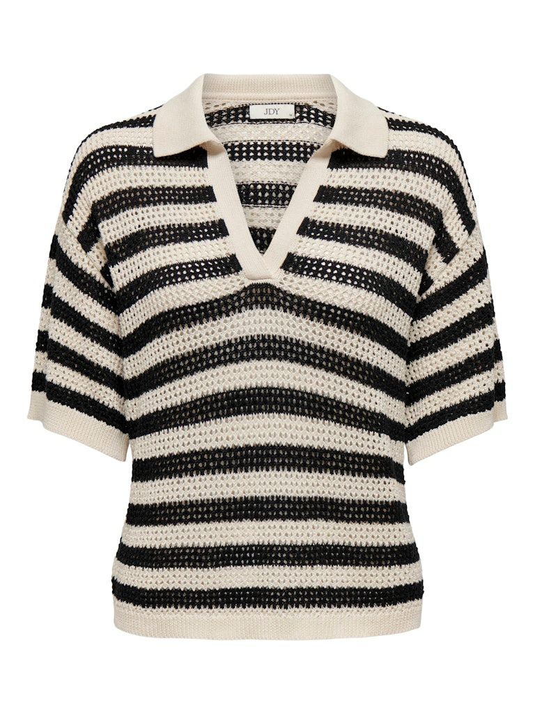 JDYTIKKA S/S POLO PULLOVER KNT NOOS  Birch-BLACK
