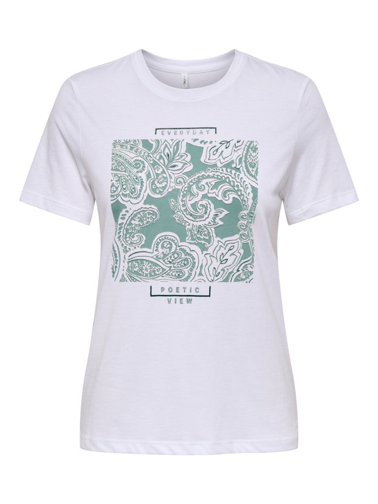 ONLABBY LIFE REG S/S AOP TOP BOX JRS Bright White-Poetic BLUE SURF