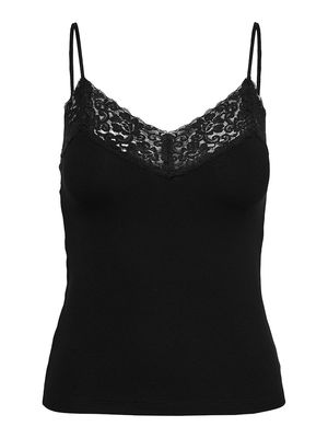 ONLTILDE RIB LACE SINGLET JRS Black