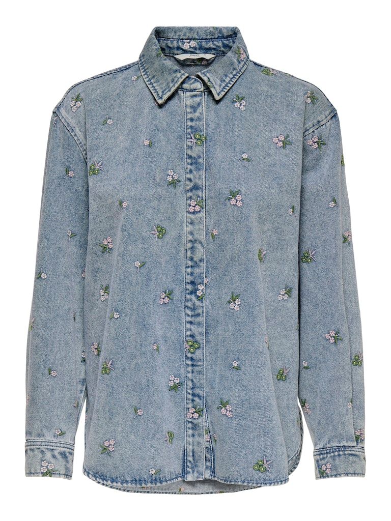ONLVERA L/S FLOWER EMB SHIRT DNM YOR Light Blue Denim/FLO