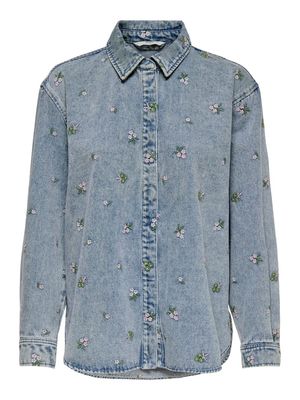 ONLVERA L/S FLOWER EMB SHIRT DNM YOR Light Blue Denim/FLO