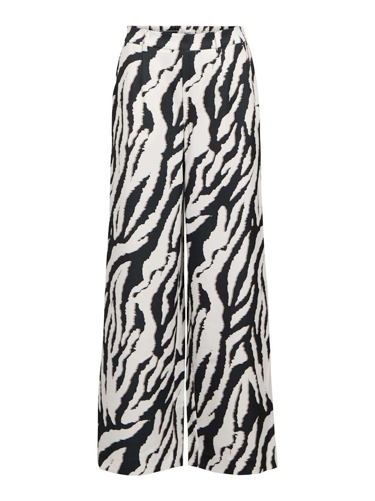 OBJALBA LISA WIDE PANT PRINT NOOS Sandshell-Black zebra col