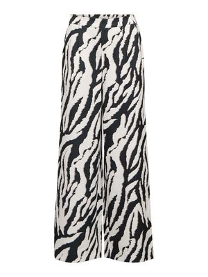 OBJALBA LISA WIDE PANT PRINT NOOS Sandshell-Black zebra col