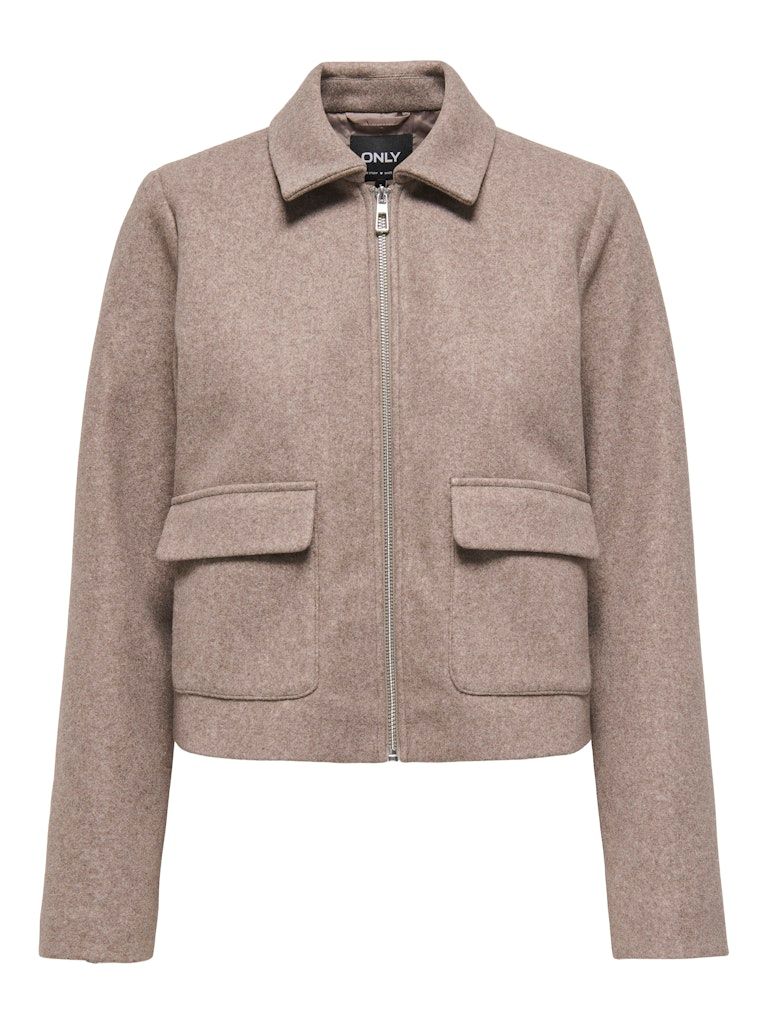 ONLVELA ZIP SHORT JACKET OTW Taupe Gray/MELANGE