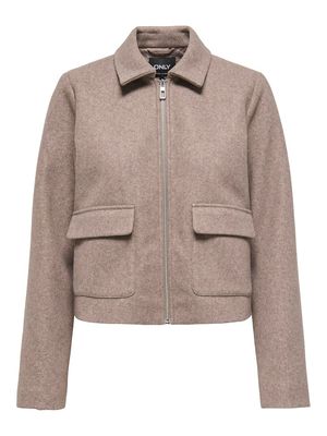 ONLVELA ZIP SHORT JACKET OTW Taupe Gray/MELANGE