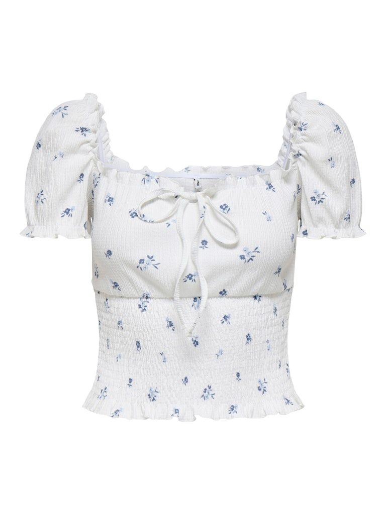ONLHILLARY AOP SMOCK S/S TOP CS OX JRS White/Summer flower