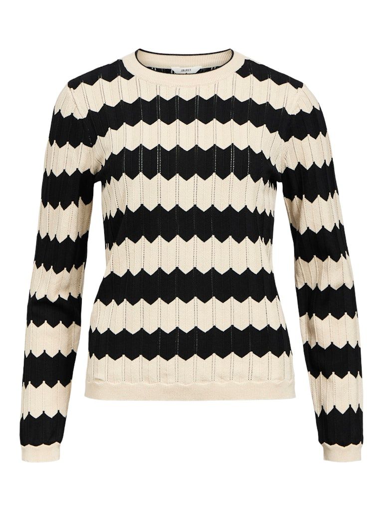 OBJEBBA L/S RE KNIT PULLOVER NOOS Sandshell/Black