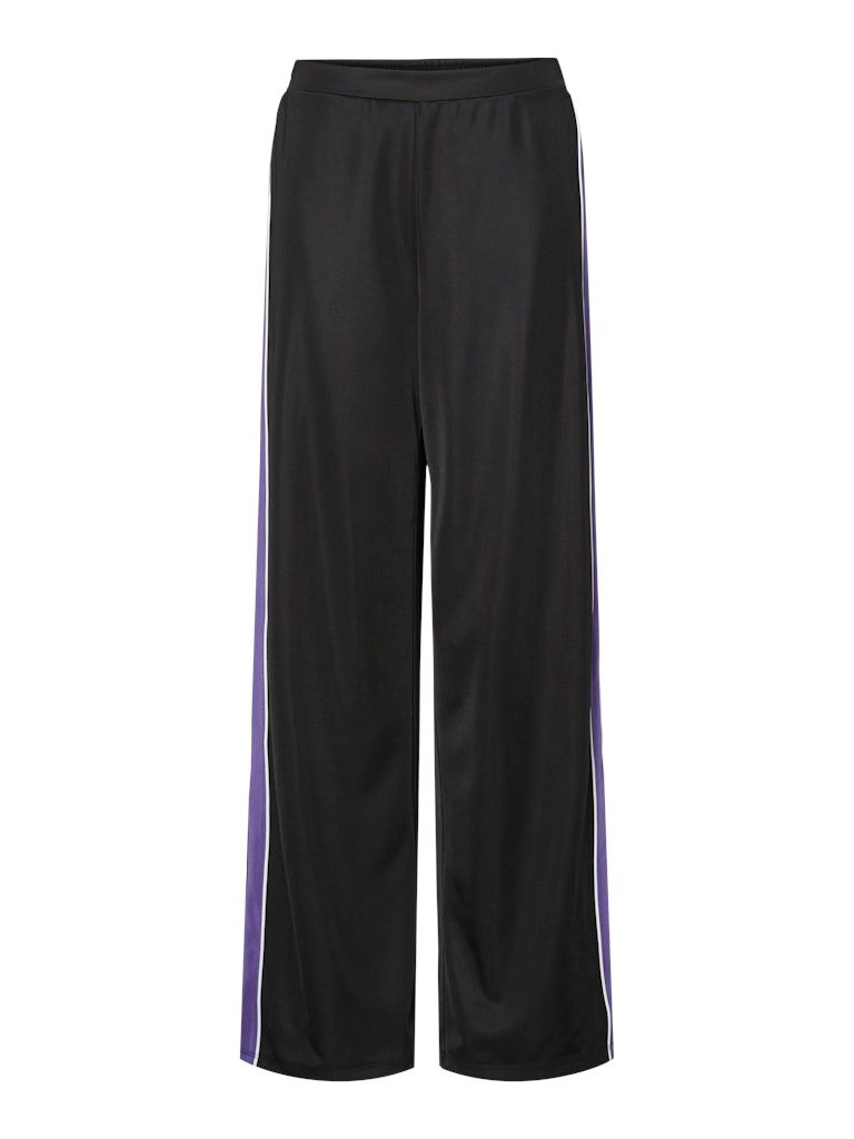 PCFELICIA HW WIDE PANT JRS D2D FSY Black-ultraviolet-white stripe