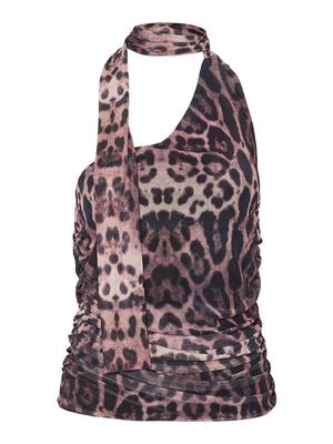 PCNALLE SL HALTERNECK MESH TOP D2D JRS Black/Leo