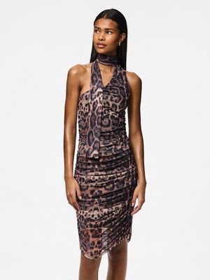 PCNALLE SL HALTERNECK MESH DRESS D2D JRS Black-Leo