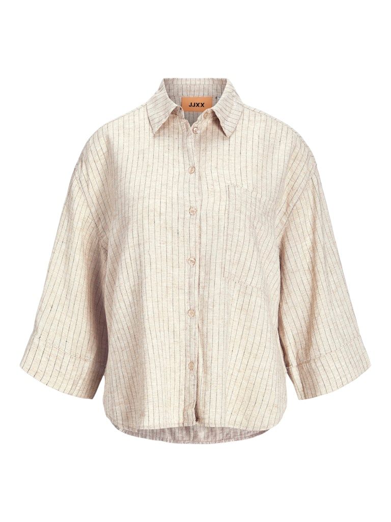 JXBREEZE SUMMER 3/4 SHIRT WVN LN Feather Gray-PIN STRIPED
