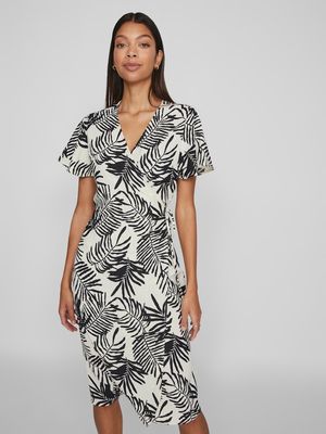 VILOVIE S/S WRAP MIDI DRESS - NOOS Birch/PALMA