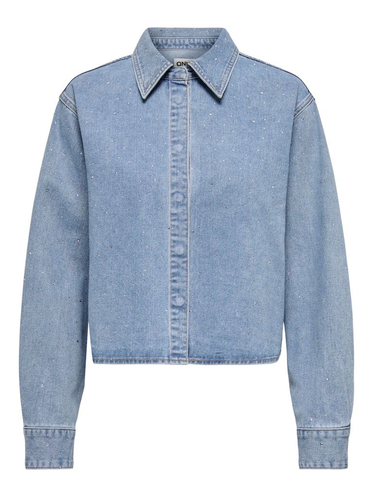 ONLMAGGIEMAY L/S RHINEST DNM SHIRT Light Blue Denim
