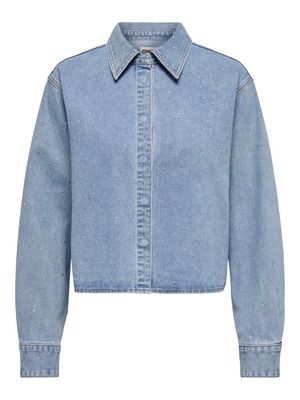 ONLMAGGIEMAY L/S RHINEST DNM SHIRT Light Blue Denim