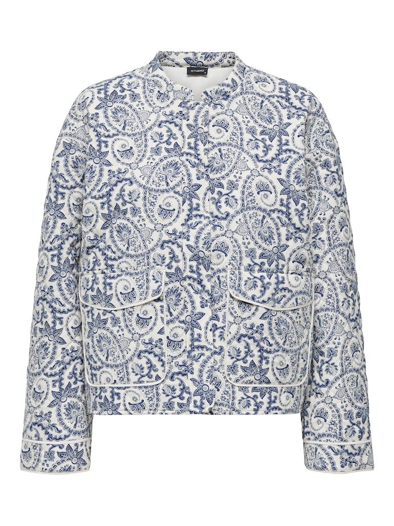ONLHALLIE QUILTED JACKET OTW NOOS Cloud Dancer-BLUE TILE PRINT