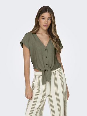 ONLSIESTA SS KNOT LIN BL SHIRT PNT NOOS Deep Lichen Green