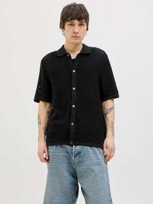 JORALMERIA KNIT SS POLO LN Black